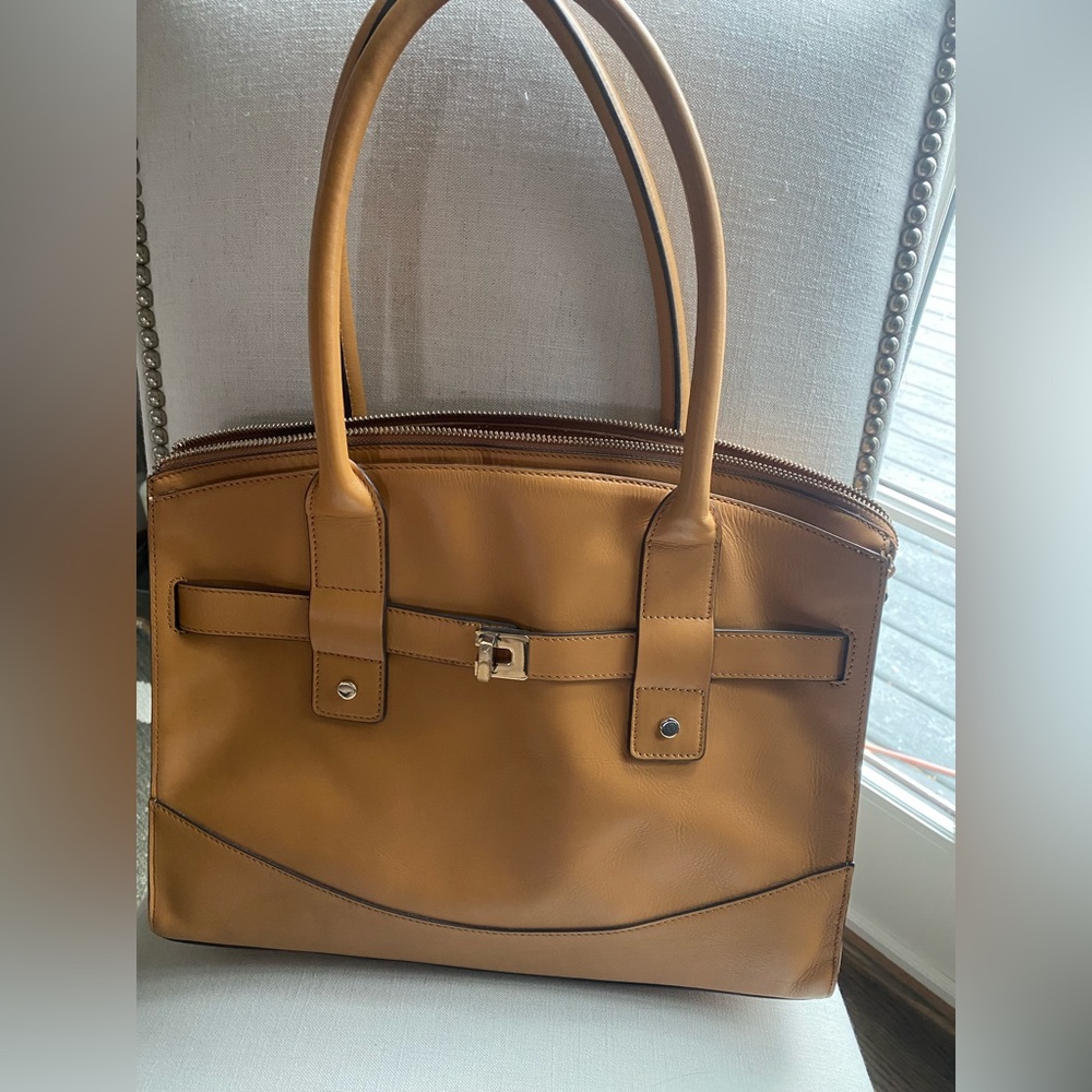 Halogen saddle/light cognac leather purse